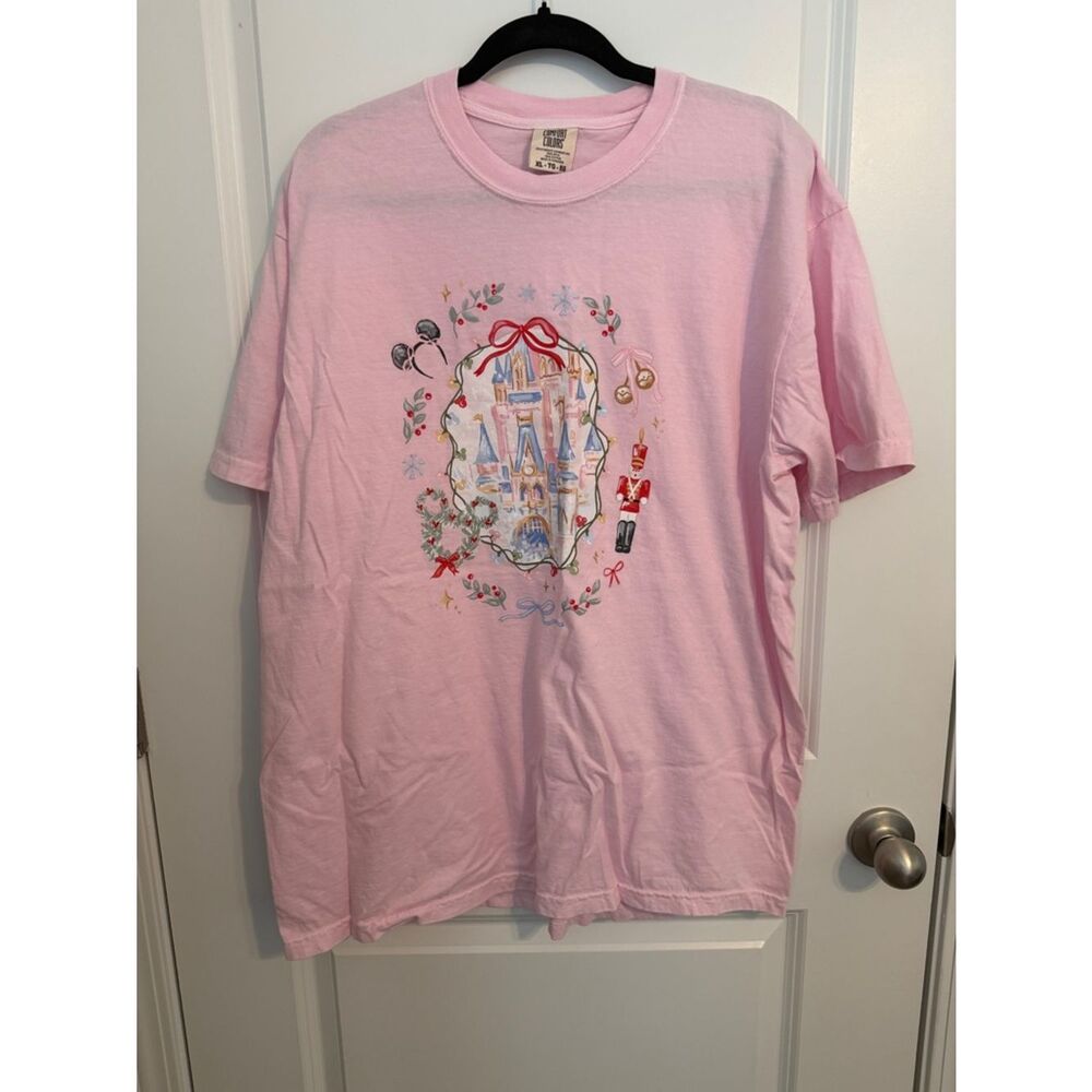Comfort Colors Pink Castle Holiday Graphic Tee